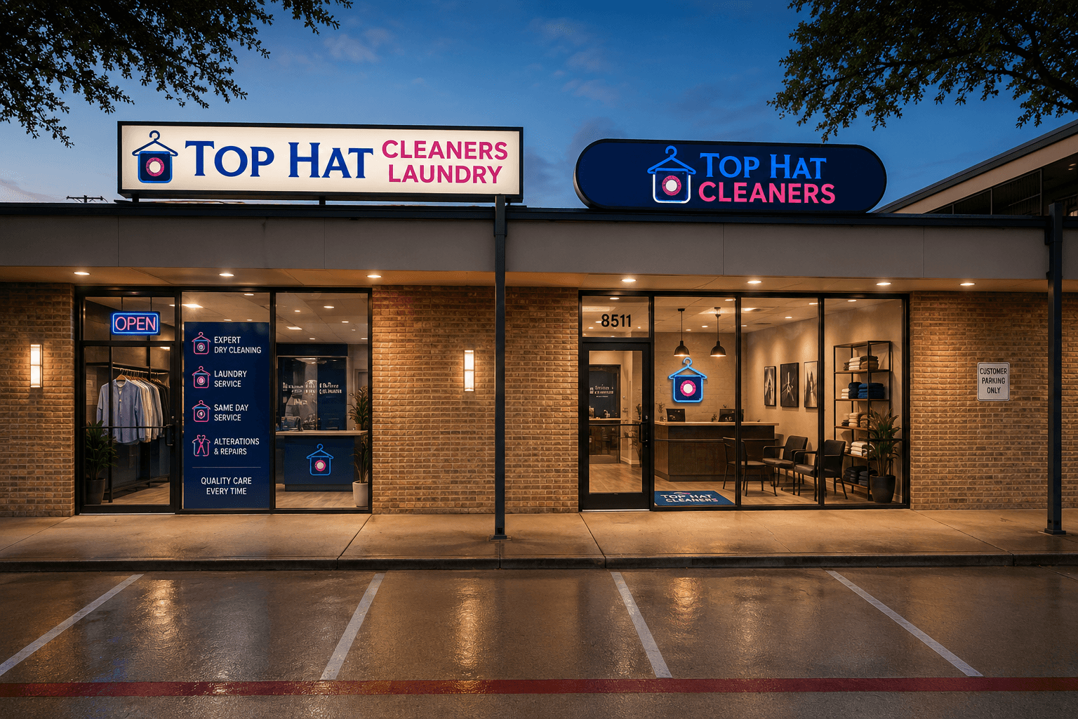 Inside a Top Hat Cleaners DFW store location